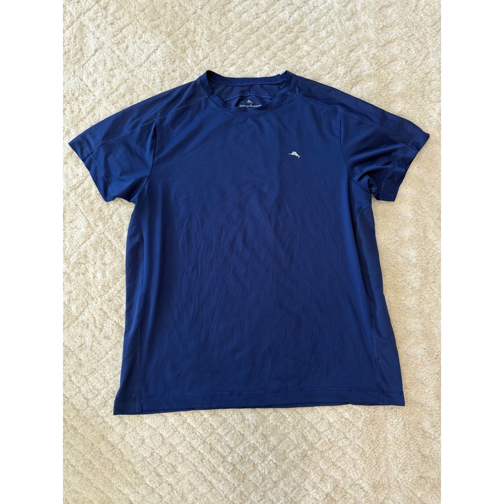 Tommy Bahama Mens IslandZone Performance T-Shirt Navy Blue Marlin Logo Large